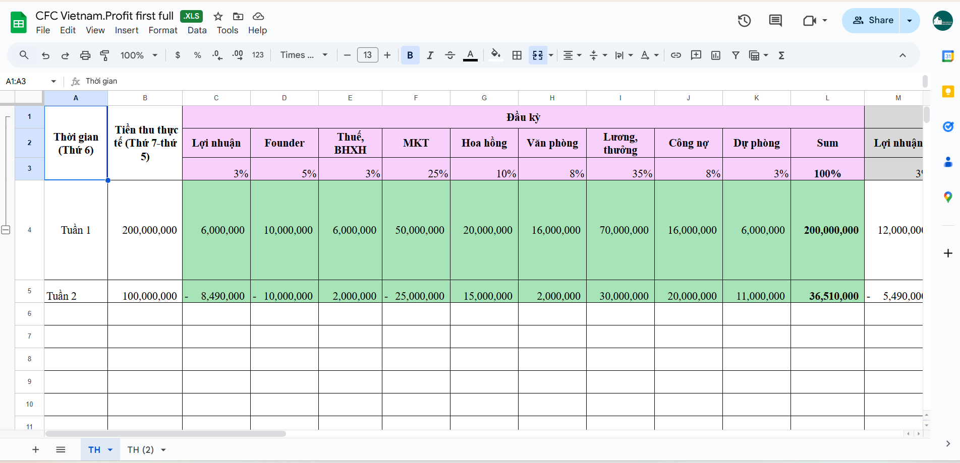 Mẫu Profit first full